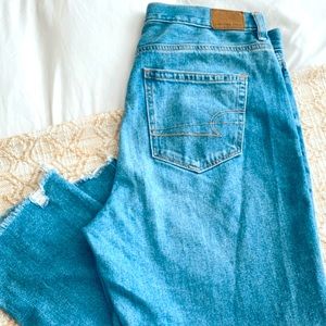 Blue denim High rise Mom jeans American Eagle